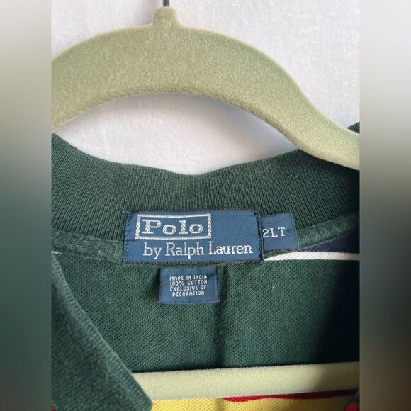 Polo Ralph Lauren Men's Polo Shirt Green Blue Stripe 2LT - Picture 4 of 5